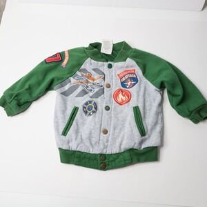 Disney Planes Fire & Rescue Dusty Crophopper Varsity Jacket Boys Size 2 Green